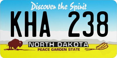 ND license plate KHA238
