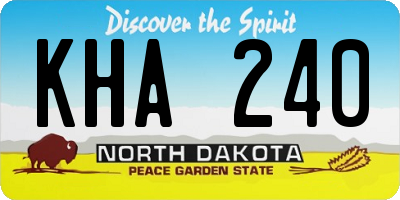 ND license plate KHA240