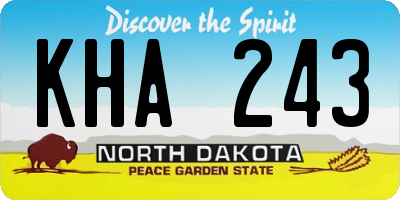 ND license plate KHA243