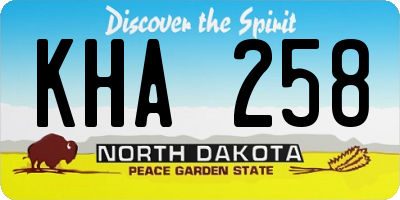 ND license plate KHA258