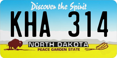 ND license plate KHA314