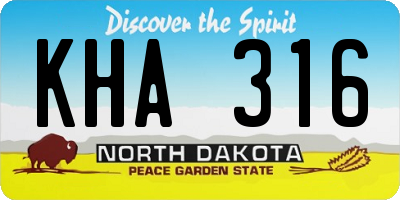 ND license plate KHA316
