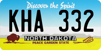 ND license plate KHA332