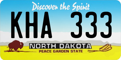 ND license plate KHA333
