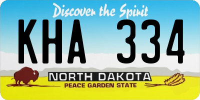 ND license plate KHA334