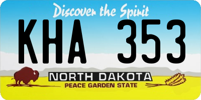 ND license plate KHA353