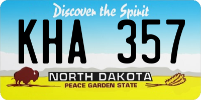 ND license plate KHA357