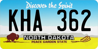 ND license plate KHA362