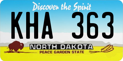 ND license plate KHA363