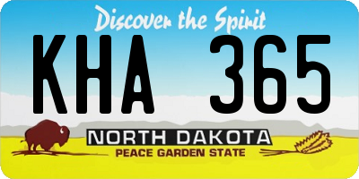 ND license plate KHA365