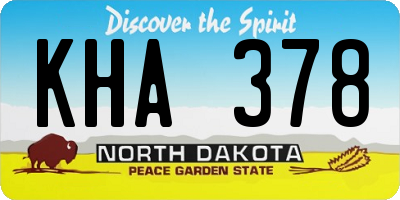 ND license plate KHA378