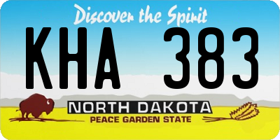 ND license plate KHA383