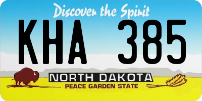 ND license plate KHA385