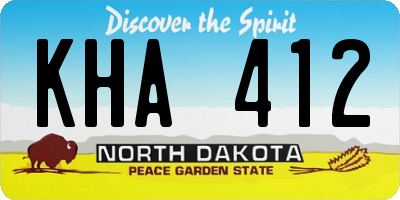 ND license plate KHA412