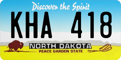 ND license plate KHA418