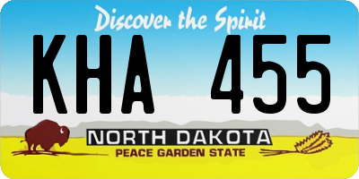 ND license plate KHA455