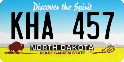 ND license plate KHA457