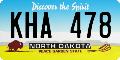 ND license plate KHA478