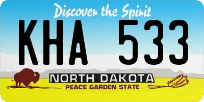 ND license plate KHA533