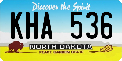 ND license plate KHA536