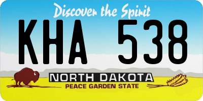 ND license plate KHA538