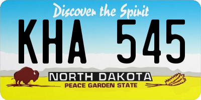 ND license plate KHA545