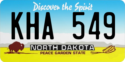 ND license plate KHA549