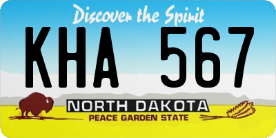 ND license plate KHA567