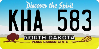ND license plate KHA583