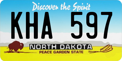 ND license plate KHA597