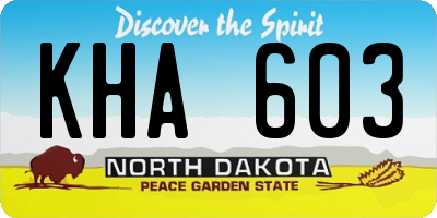 ND license plate KHA603