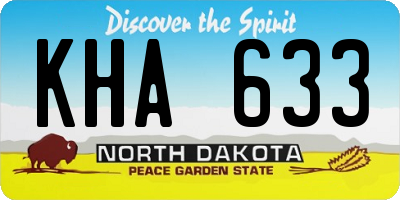 ND license plate KHA633