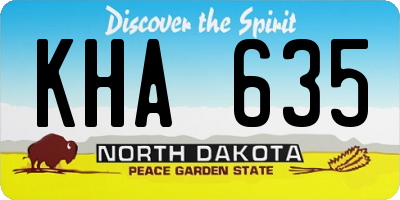 ND license plate KHA635