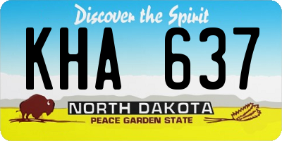 ND license plate KHA637