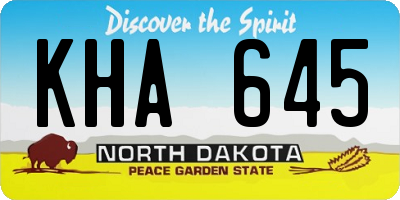 ND license plate KHA645