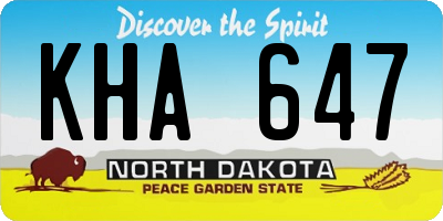 ND license plate KHA647
