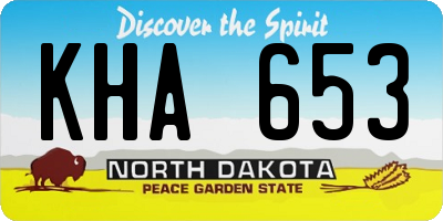 ND license plate KHA653