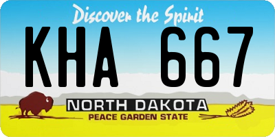 ND license plate KHA667