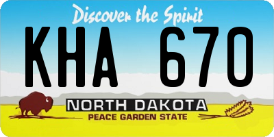 ND license plate KHA670