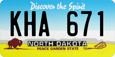 ND license plate KHA671