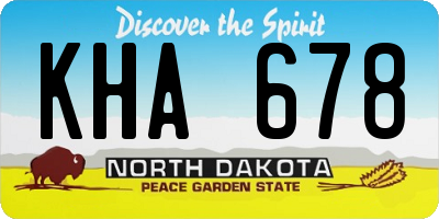 ND license plate KHA678