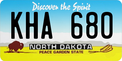 ND license plate KHA680