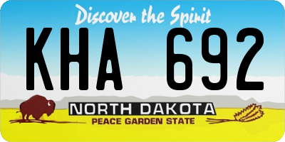 ND license plate KHA692