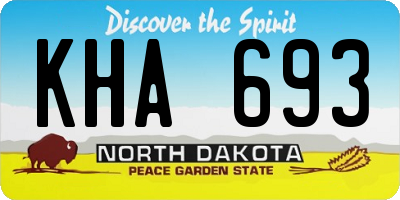 ND license plate KHA693