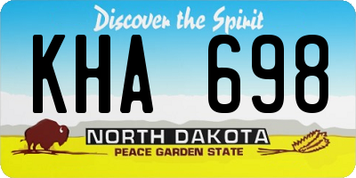 ND license plate KHA698