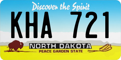 ND license plate KHA721