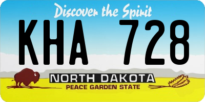 ND license plate KHA728