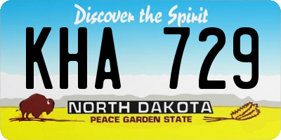 ND license plate KHA729