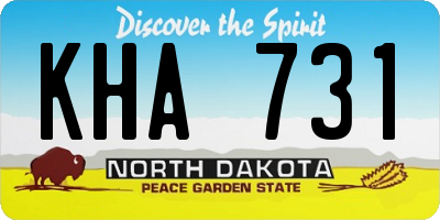 ND license plate KHA731