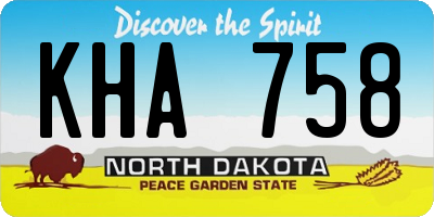 ND license plate KHA758